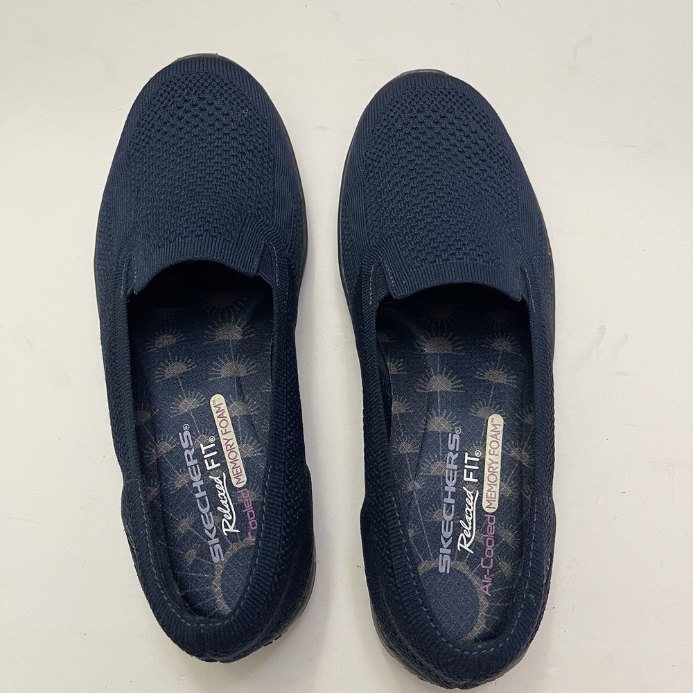 Skechers Reggae Fest Slip-In Navy Blue Shoes Women's Size 8 Stretch Memory Foam - Picture 10 of 11